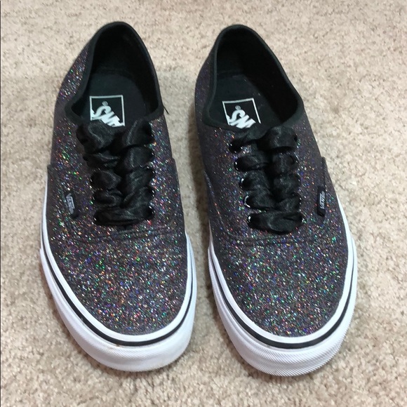 black rainbow glitter vans